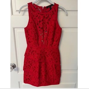BCBGMaxAzria Hanah Lace Dress in Red